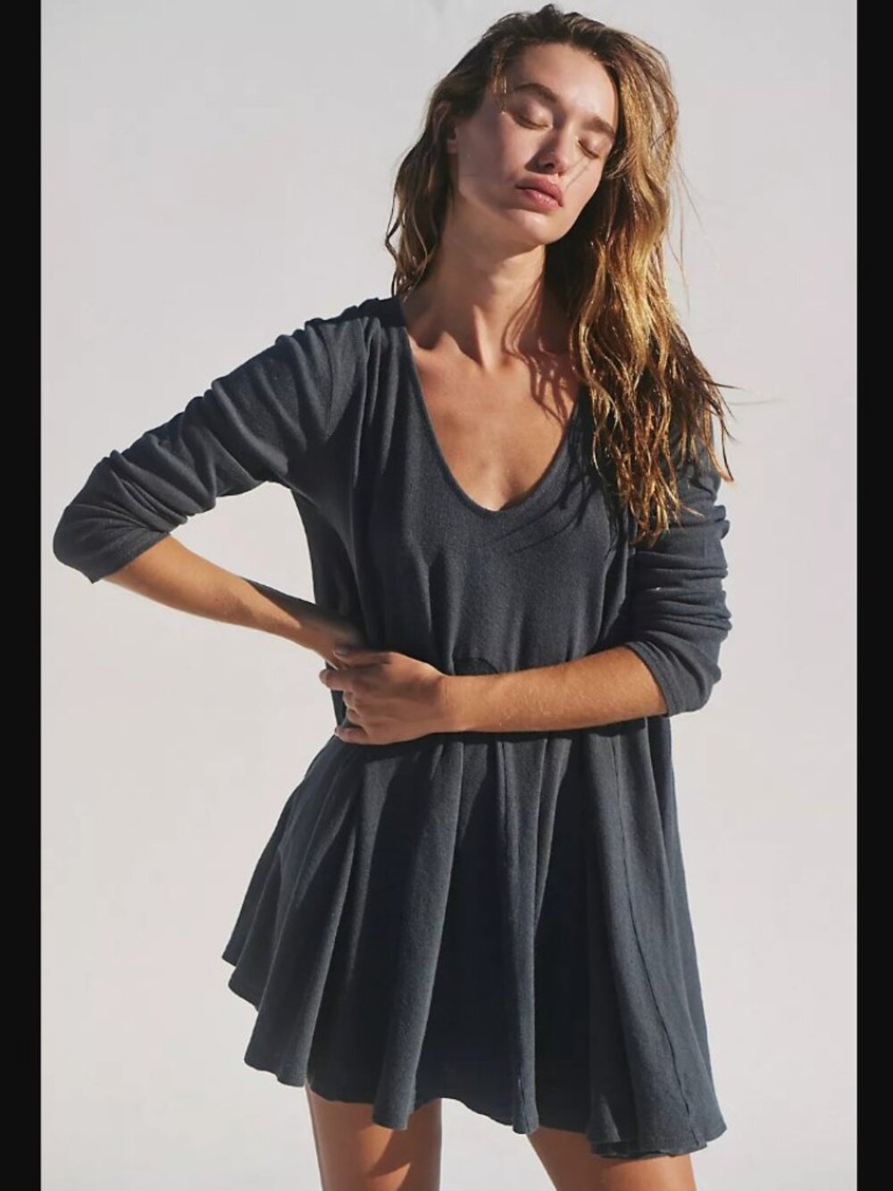 Free People FP Beach Genevive Mini Dress Black Size XL